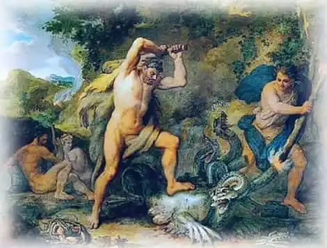 Геракл уничтожает Лернейскую гидру