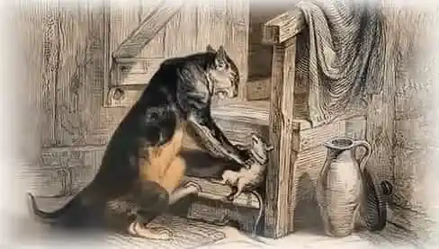 Старый кот и мышонок