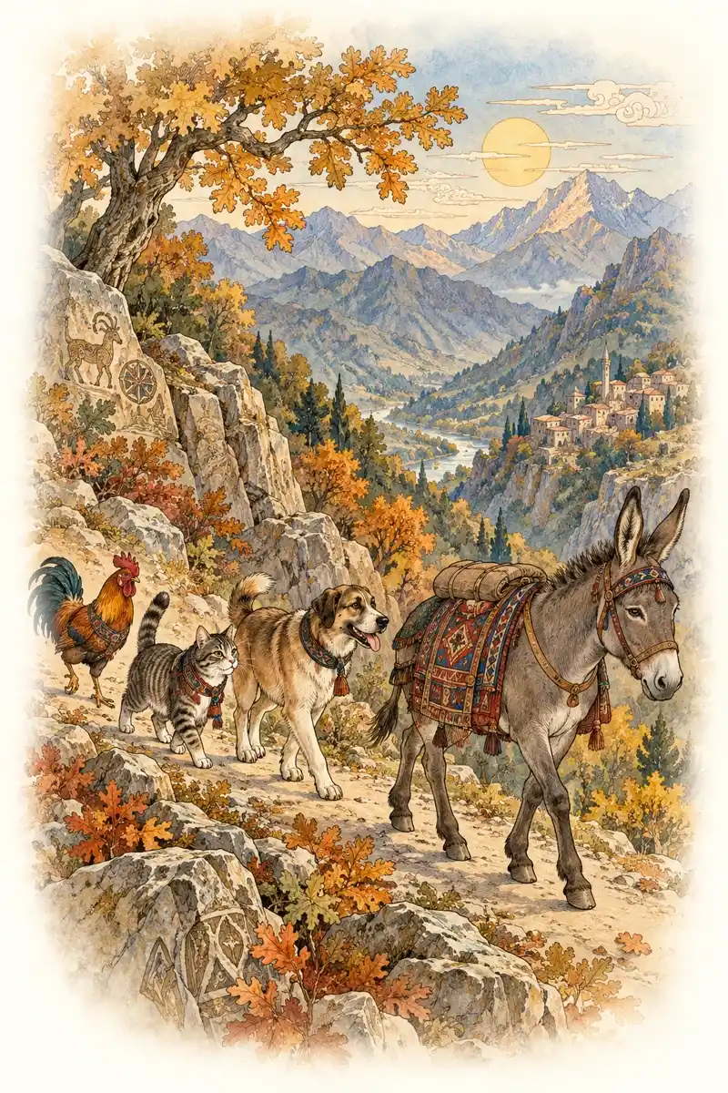 Кот, собака, петух и осел