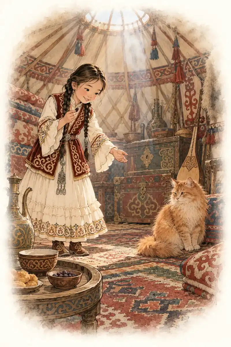 Девочка Макта и кошка