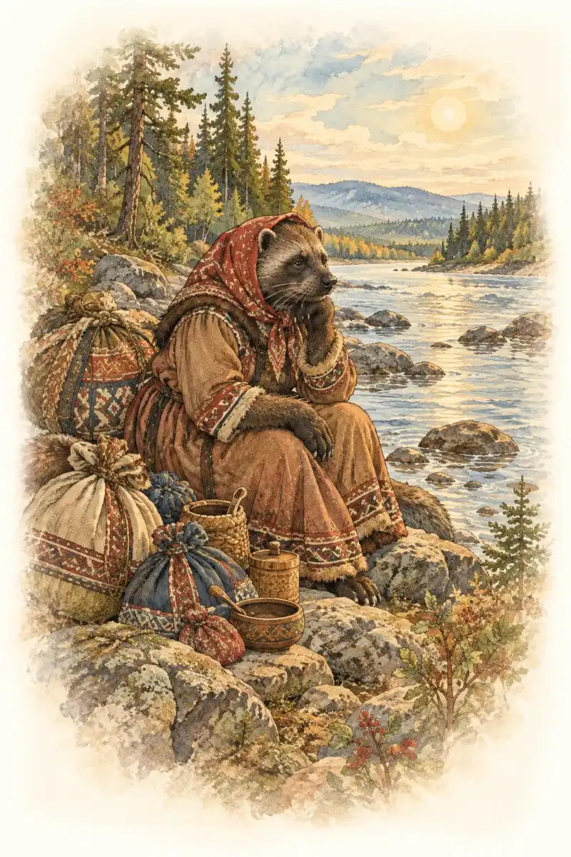 Росомаха и лисица